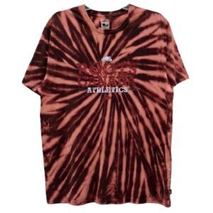 Roots Canada Athletics Beaver Logo Brown Acid Tie Dye Cotton T-Shirt Mens Large